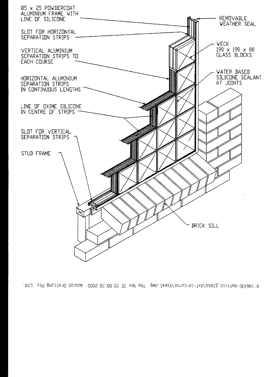 Blokup 3D Glass Block Wall in Brick Veneer